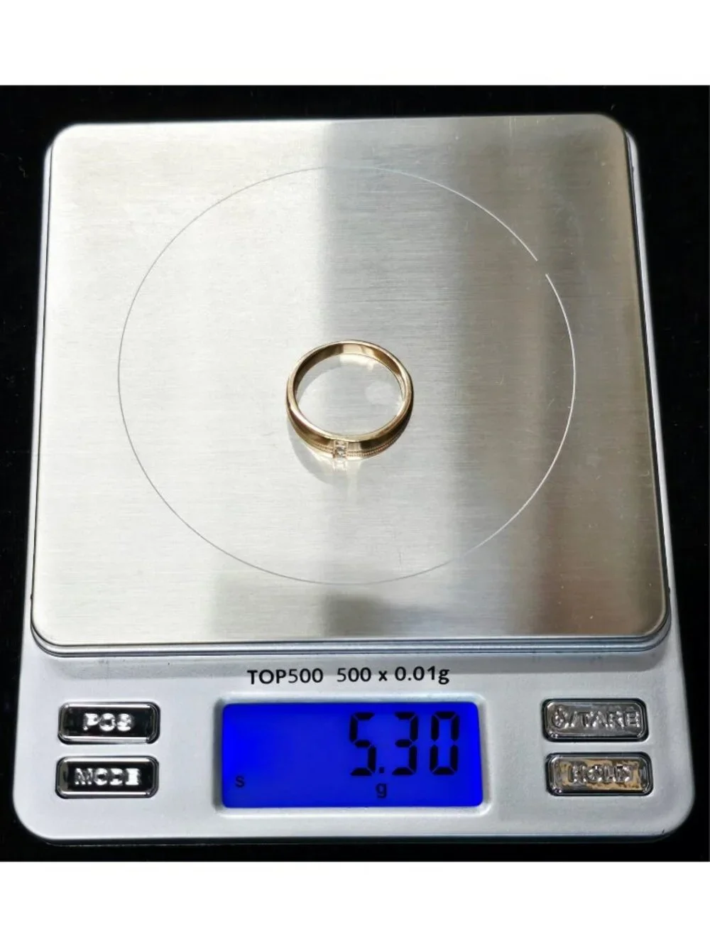 Unique 14K Solid Yellow Gold Designer Vertical Row 3 Diamond Ring Band Size 7.25